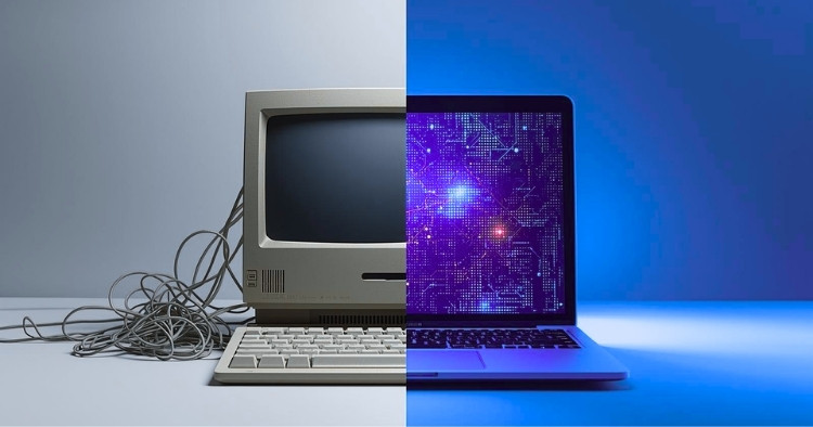 Business professional reviewing cybersecurity monitoring dashboards in a corporate office setting.